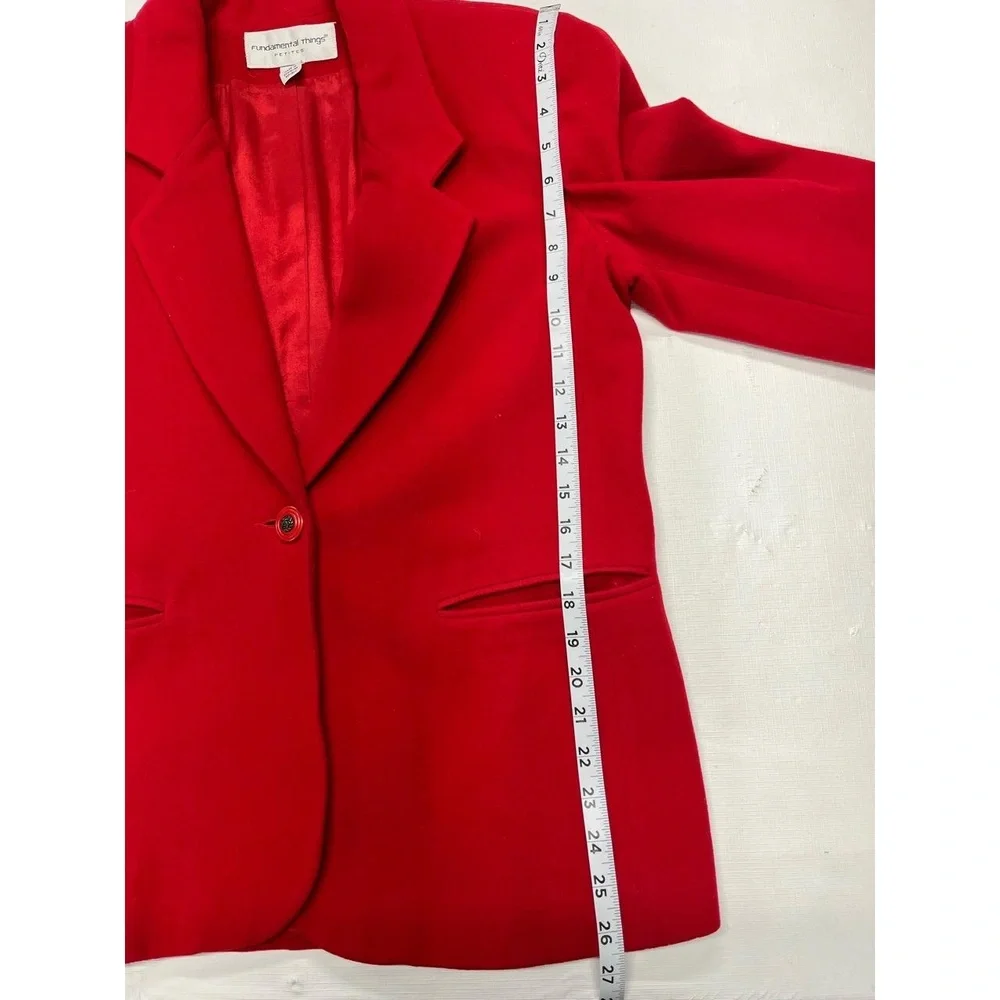 Vintage Fundamental‎ Things Petite Women's Red 80s Wool 1 Button Blazer Size 4 - Picture 8 of 10